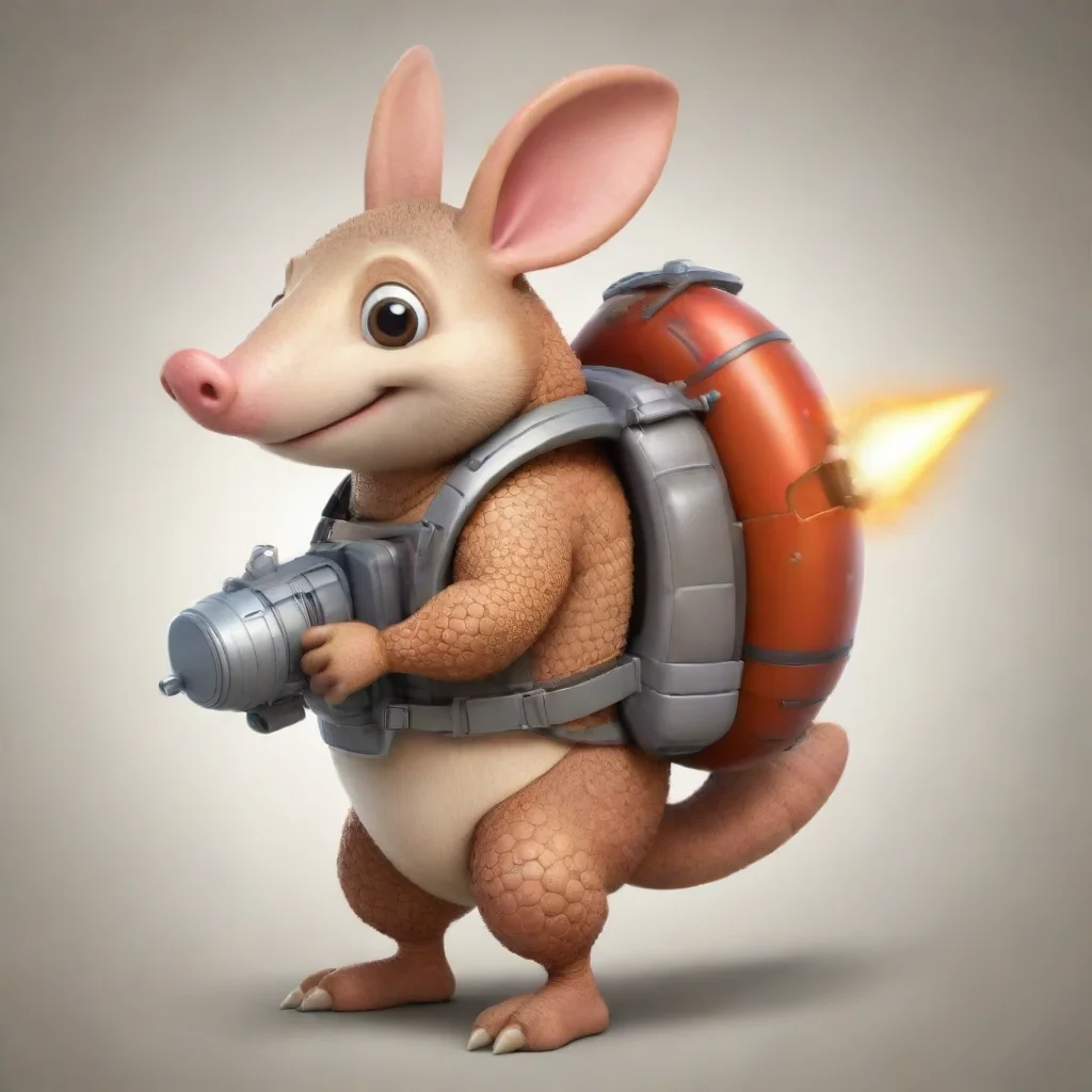 amazing cartoon armadillo wearing a rocket pack awesome portrait 2