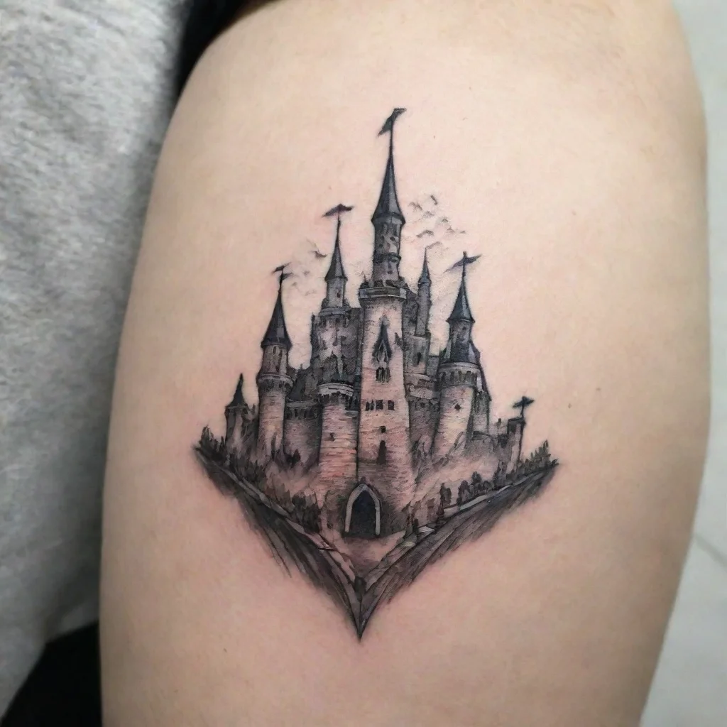 aiamazing castle crown fine line black and white tattoo awesome portrait 2