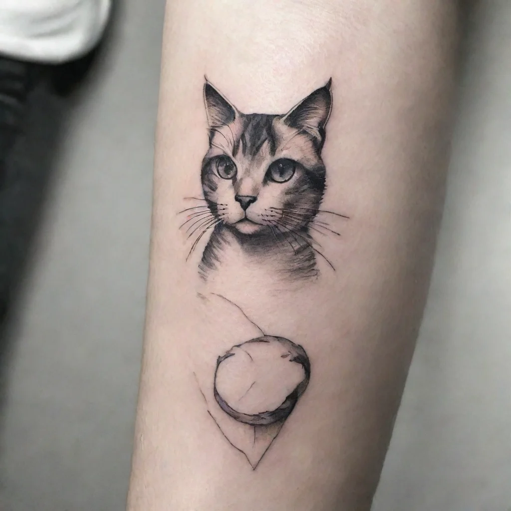 aiamazing cat fine line black and white tattoo awesome portrait 2