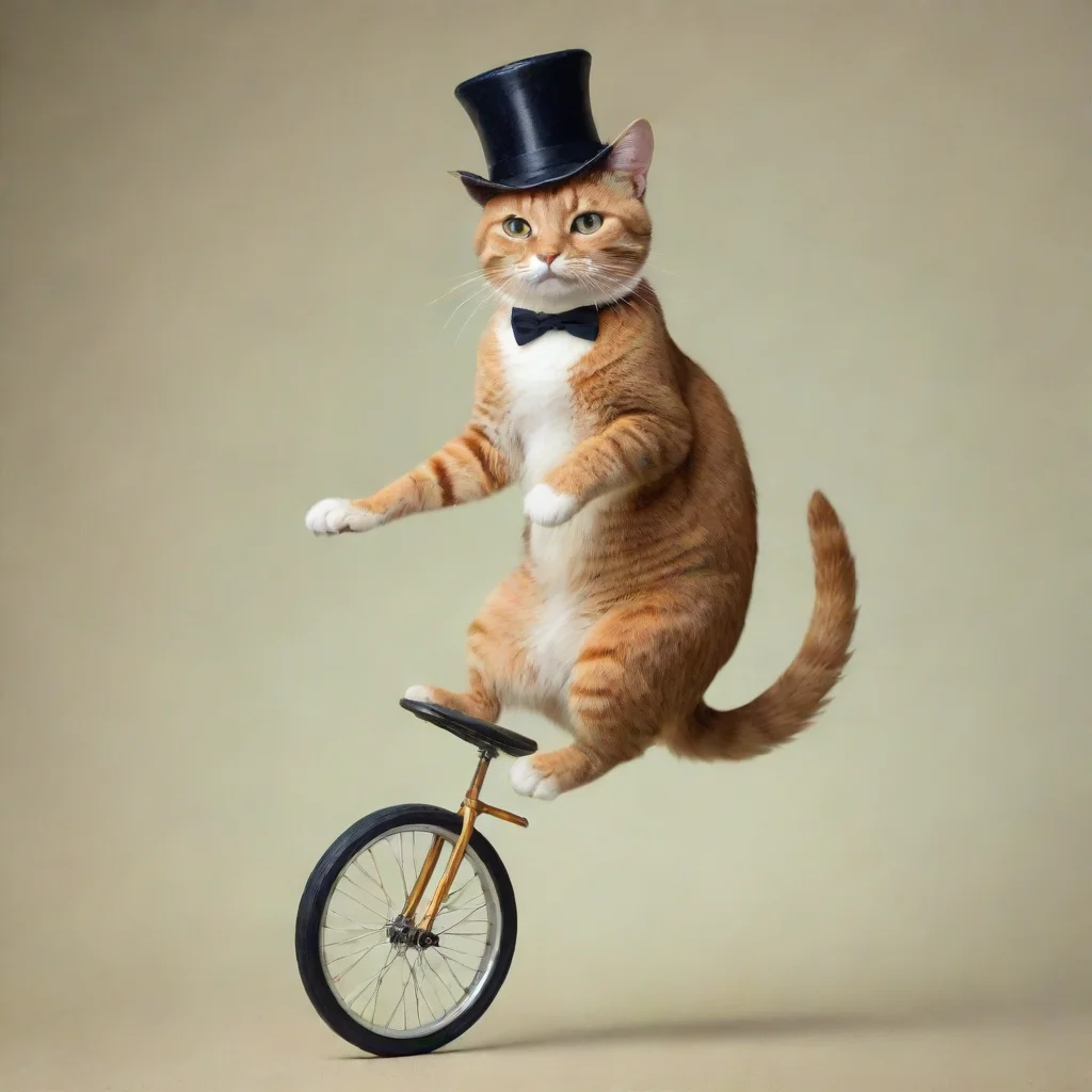 aiamazing cat riding a unicycle in the style of calvin coolidge awesome portrait 2