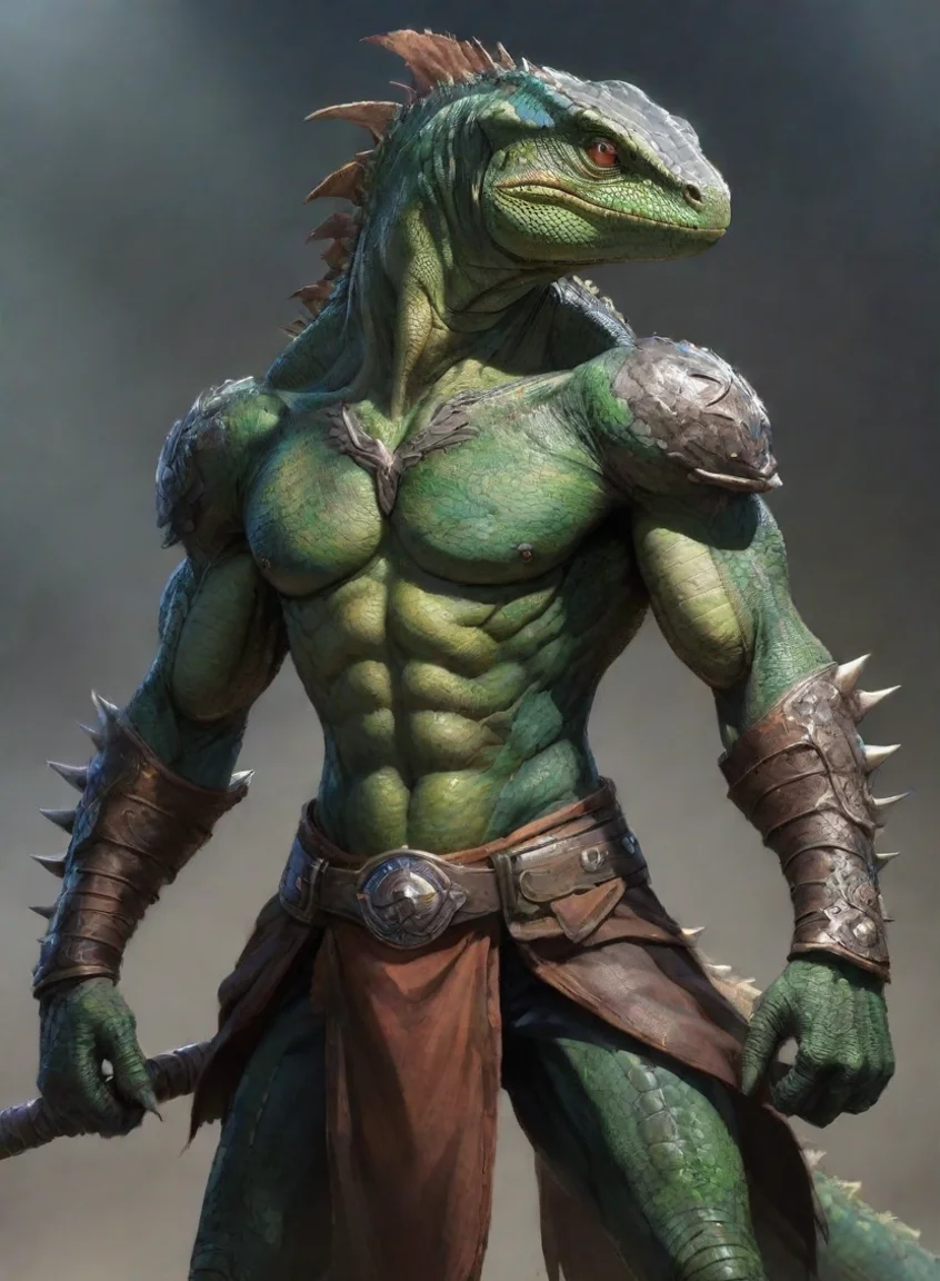 aiamazing character lizard warrior hd anime art man  epic detailed awesome portrait 2 portrait43