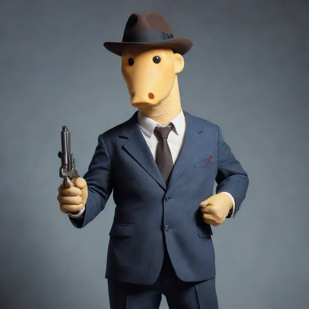 aiamazing cheese man in a suit. holding a gun and wearing a fedora awesome portrait 2