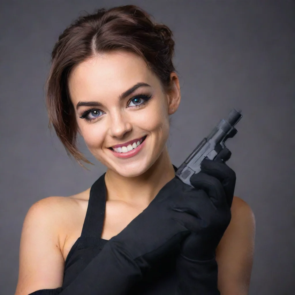 aiamazing chloe bailey smiling with black gloves and gun  awesome portrait 2
