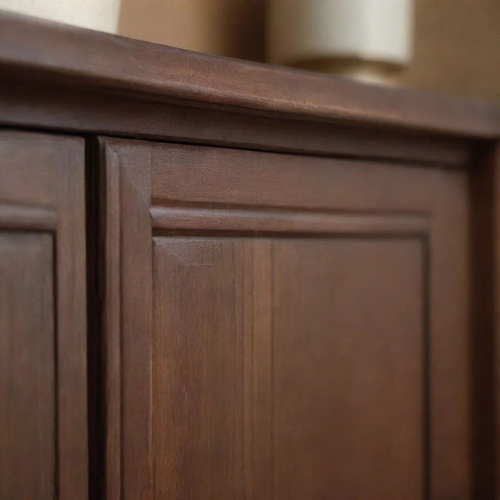 aiamazing close up of a lightly decorated wooden cabinet dark brown%2C blurred at the edge awesome portrait 2