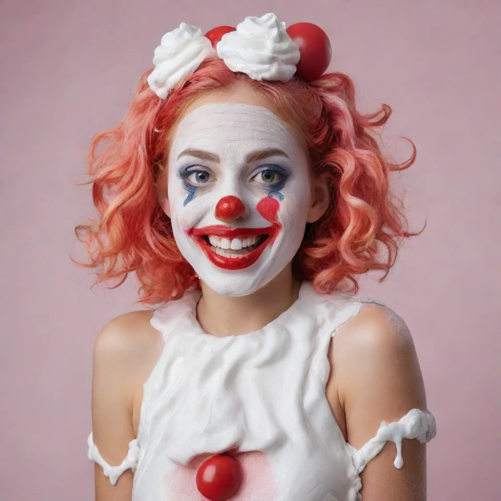 amazing clown girl covered in whipped cream awesome portrait 2