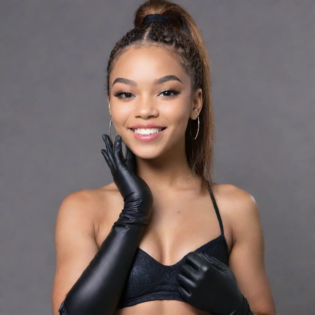 aiamazing coi leray smiling with black gloves awesome portrait 2