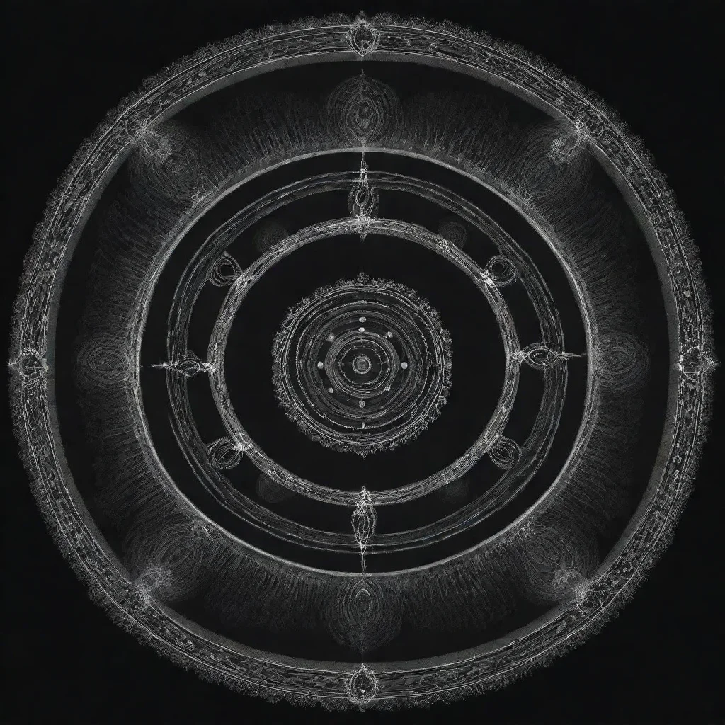 amazing complex unknown symbols symmetrical lines dots vector clip art  black and white ascending god awesome portrait 2