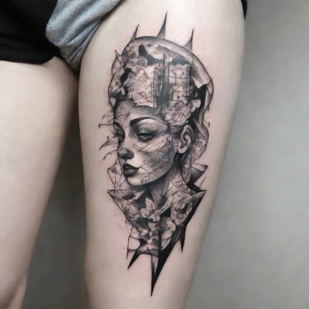 amazing crazy fine line black and white tattoo awesome portrait 2