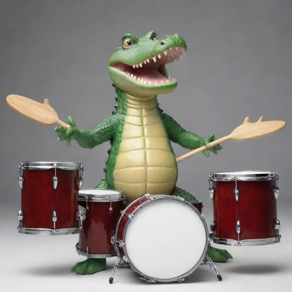 aiamazing crocodile playing drums awesome portrait 2