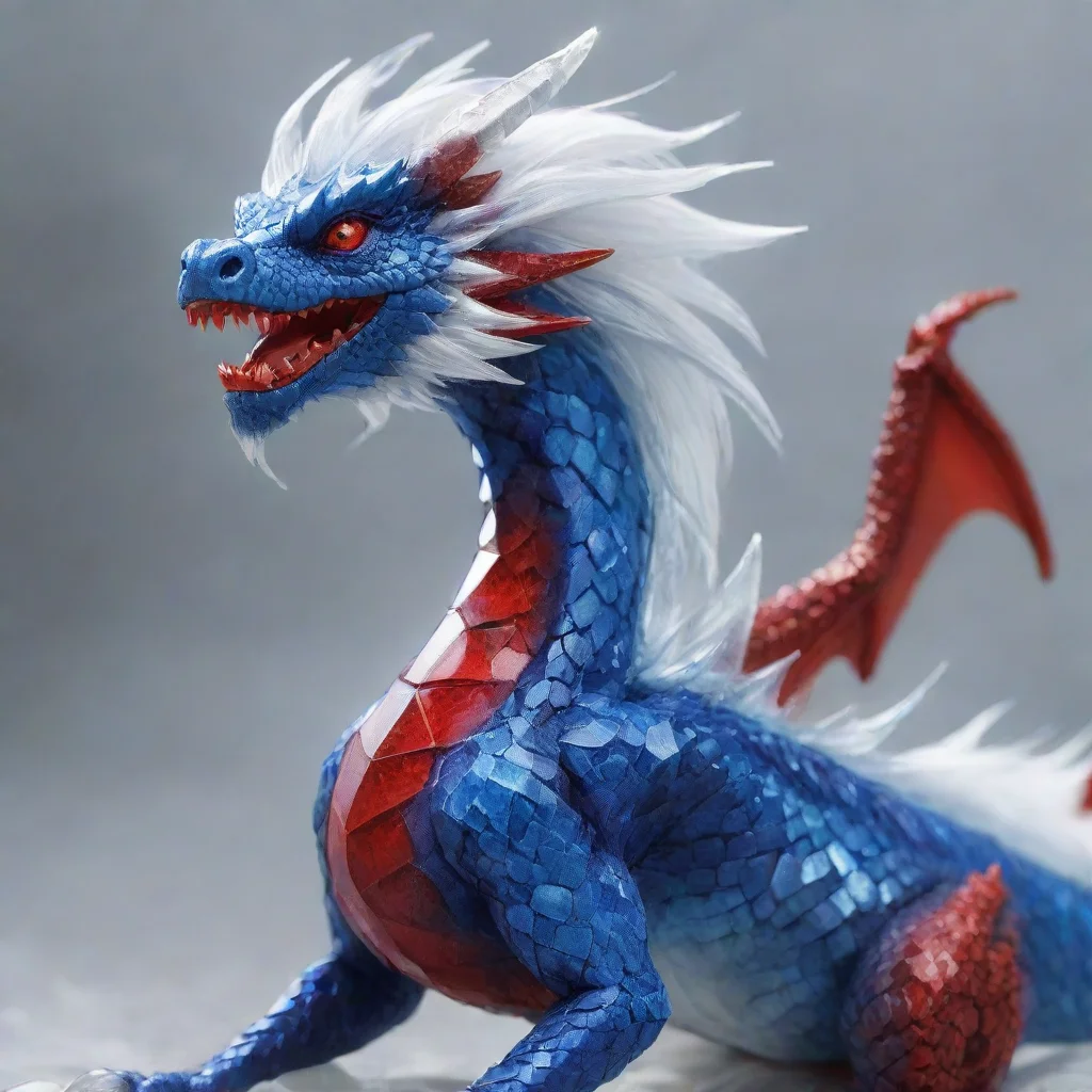 aiamazing crystal dragon%2C blue and red%2C white hair awesome portrait 2
