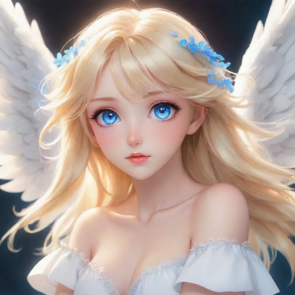 amazing cute anime blonde angel with blue eyes. awesome portrait 2