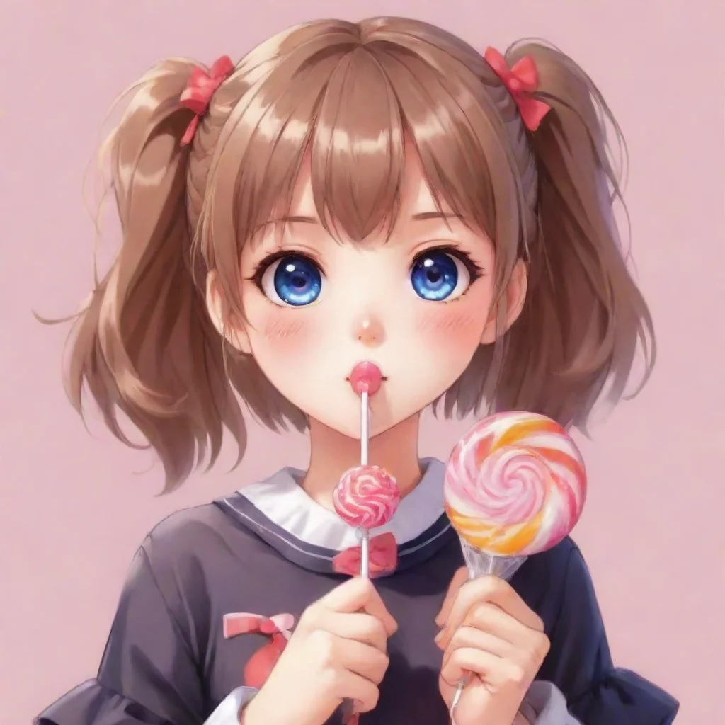 amazing cute anime girl holding a lolipop awesome portrait 2