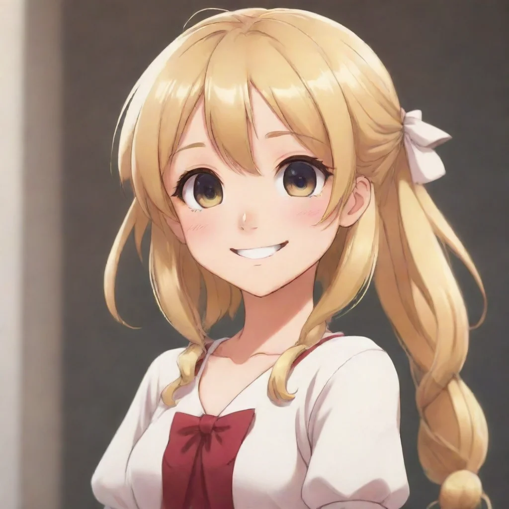 aiamazing cute blonde anime girl smiling standing awesome portrait 2