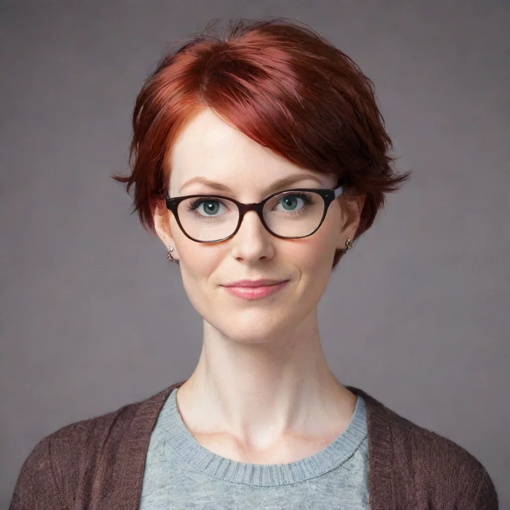 amazing cute nerdy mother with short red hair awesome portrait 2