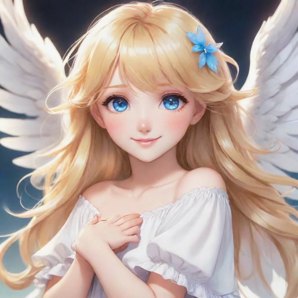 aiamazing cute smiling blonde anime angel with blue eyes awesome portrait 2