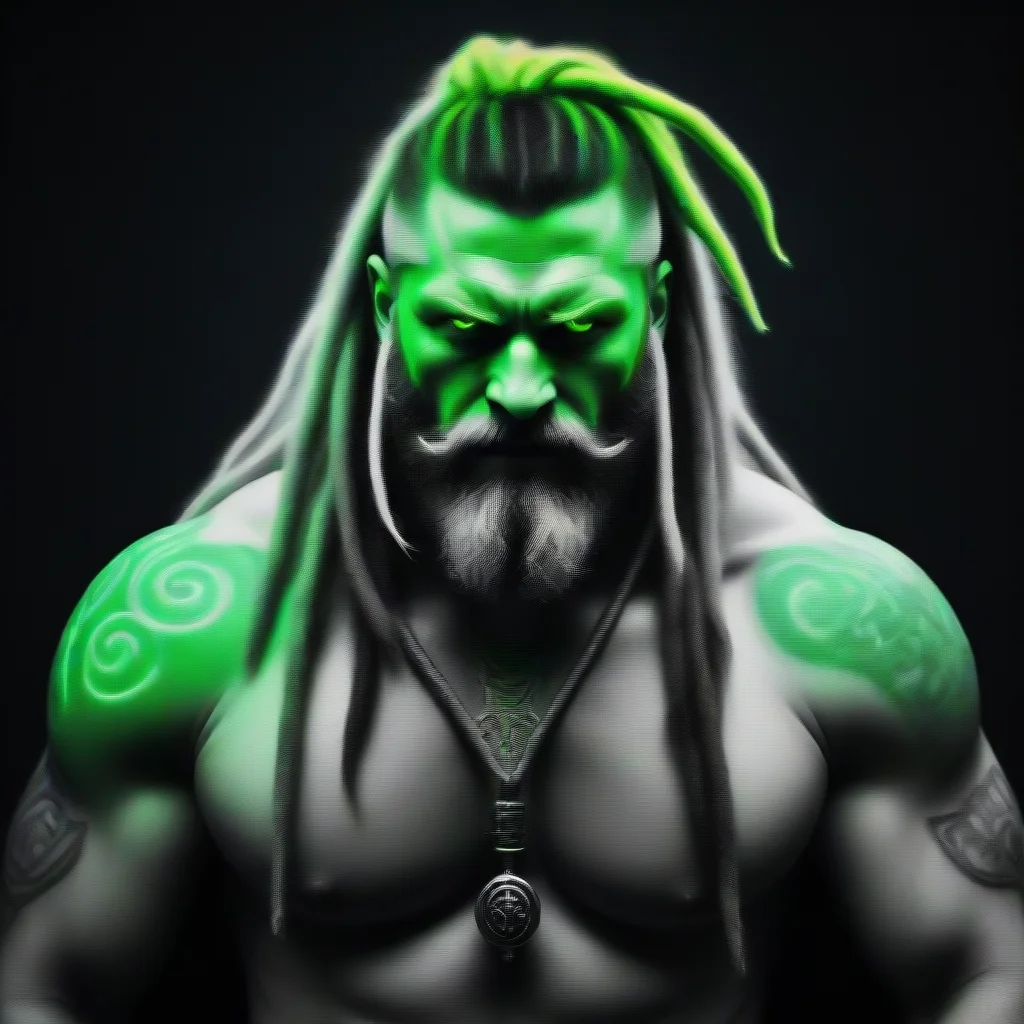 amazing cyberpunk dreadlocked tattooed viking neon green badass berserk odin awesome portrait 2