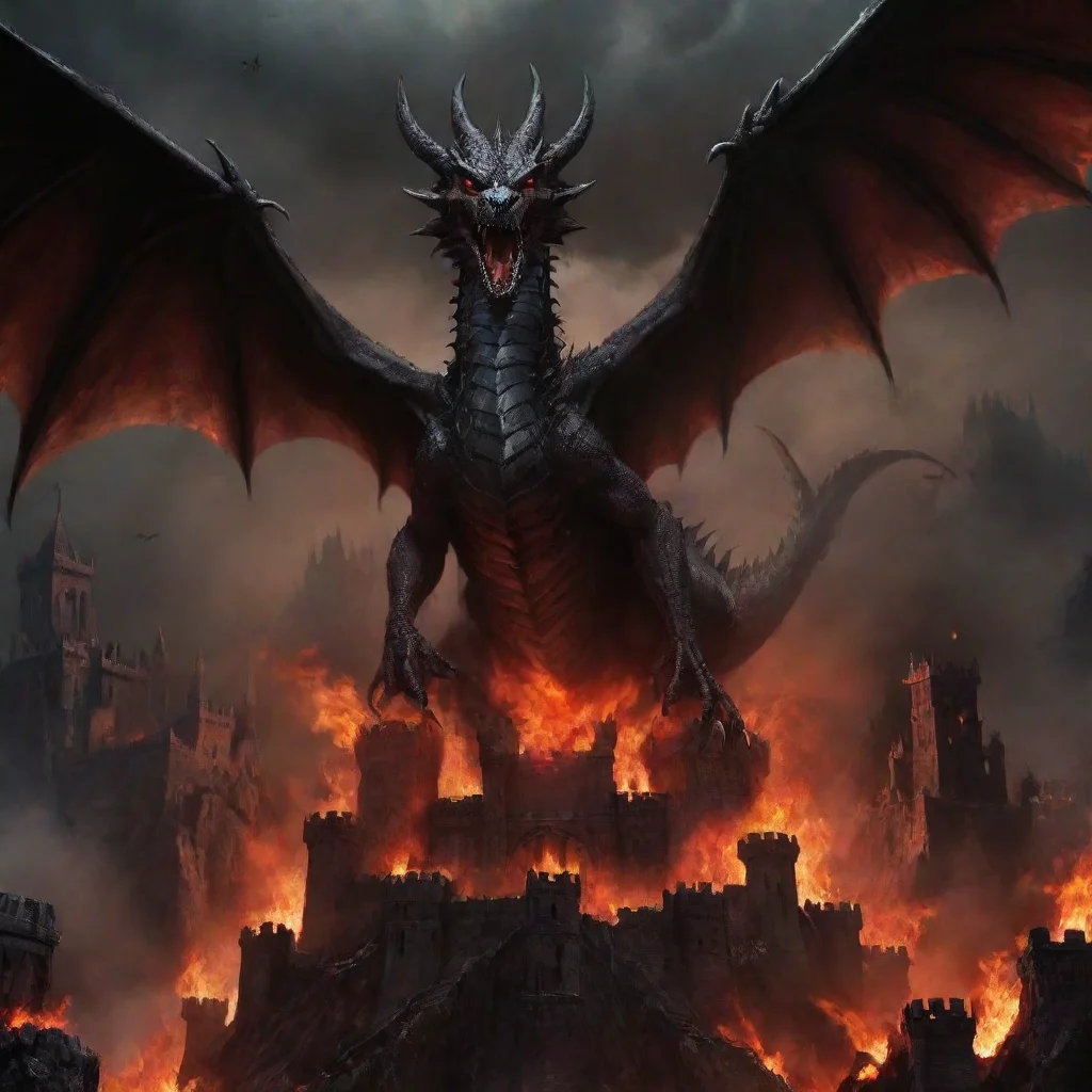 amazing dark dragon flying around a demon fortress in hell awesome portrait 2