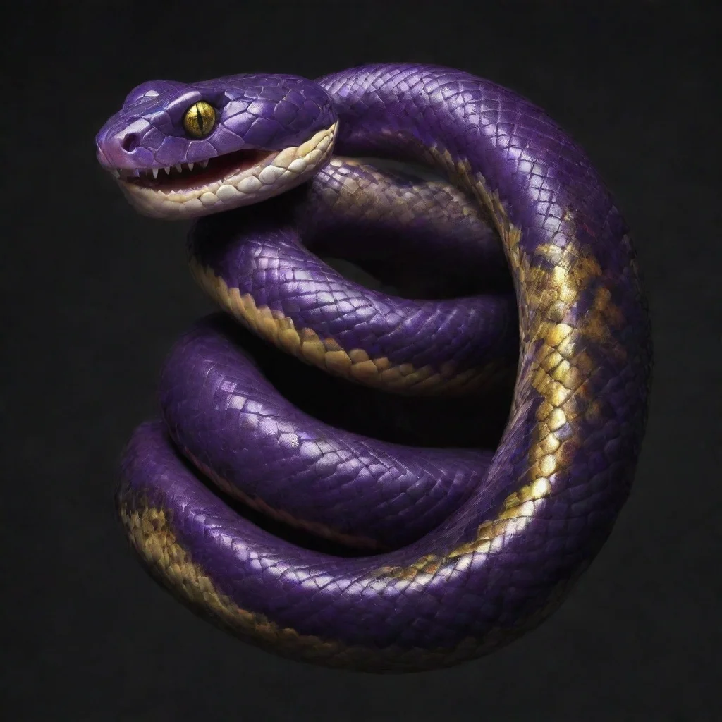 aiamazing dark purple and gold snake scary awesome portrait 2