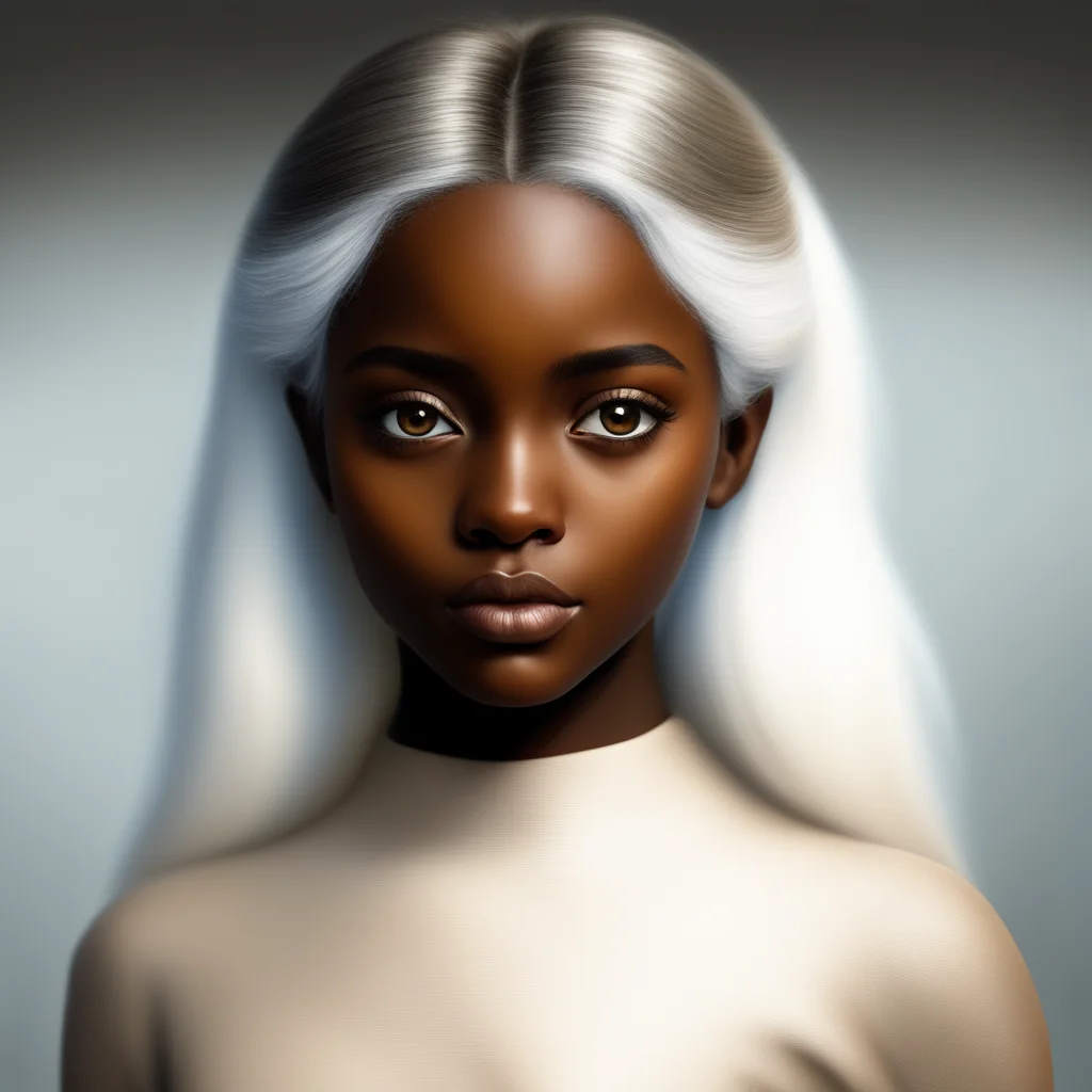aiamazing dark skinned complexion girl with white hair%2C and golden eyes with bronze highlights hyperrealistic awesome portrait 2