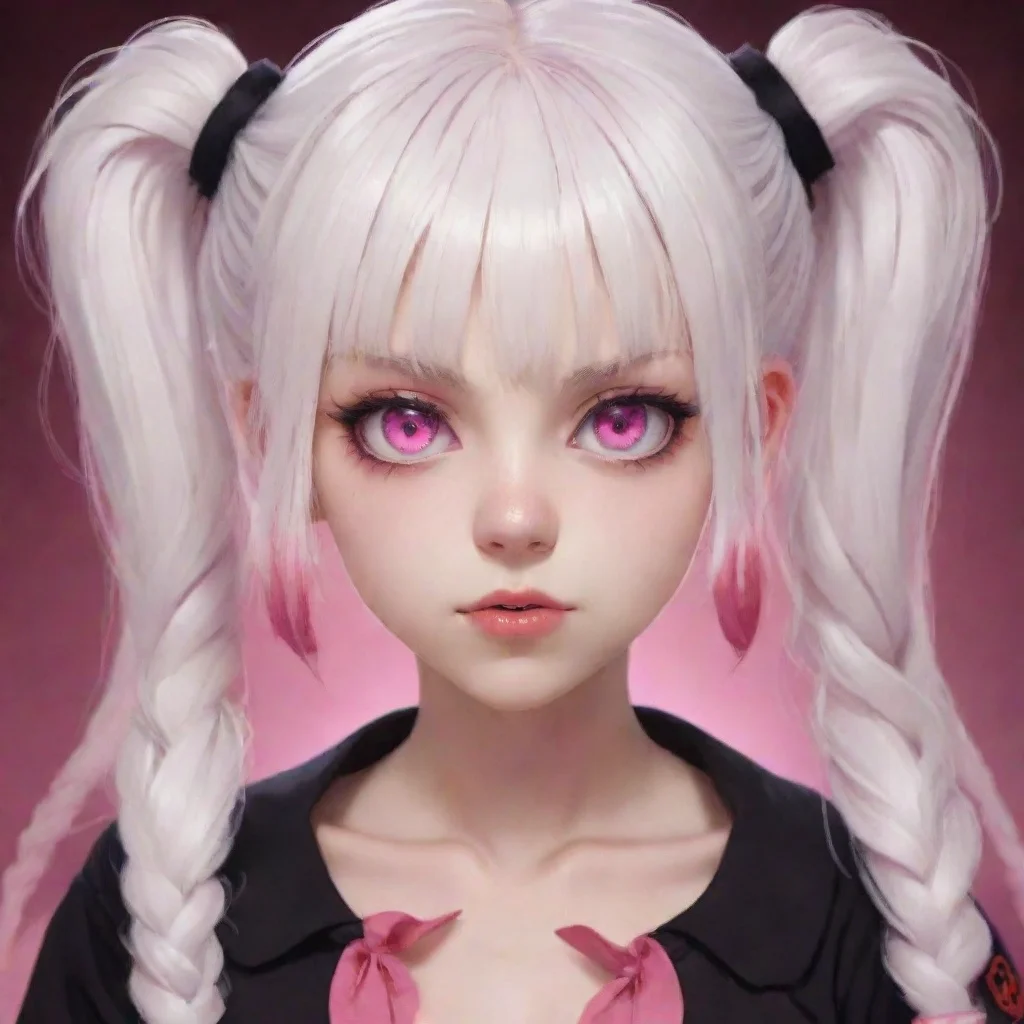 aiamazing demon%2C pink eyes%2C white hair%2C pigtails awesome portrait 2