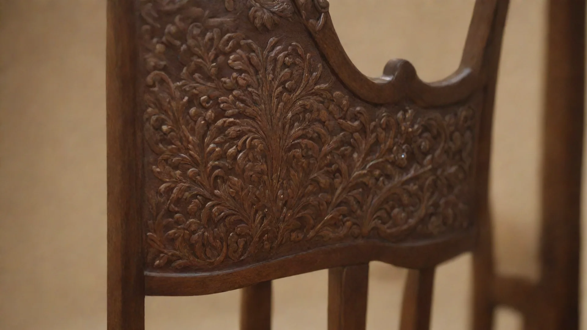 aiamazing detail view of a decorated chair back dark brown at the edge blurred with high craftsmanship awesome portrait 2 hdwidescreen