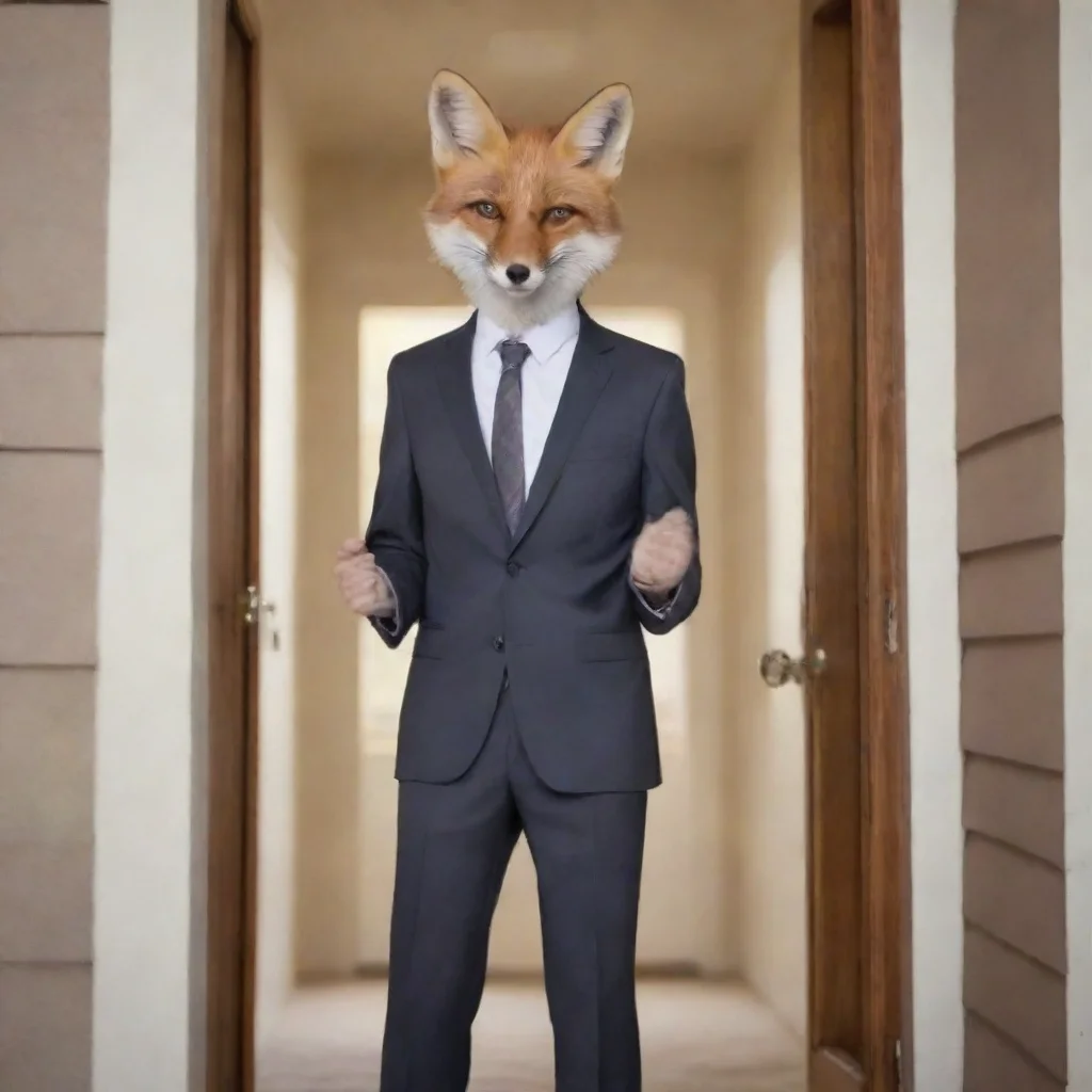amazing detailed   As you open the door you see a tall slender fox standing in front of you He introduces himself as Noo your new neighbor He is dressed in a suit and