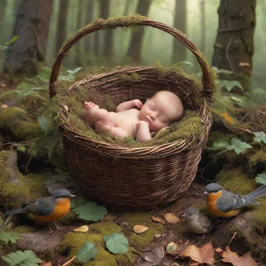 amazing detailed a You found yourself as a baby lying in a small basket The basket was placed in the middle of a dense forest You could hear the sound of birds chirping and the
