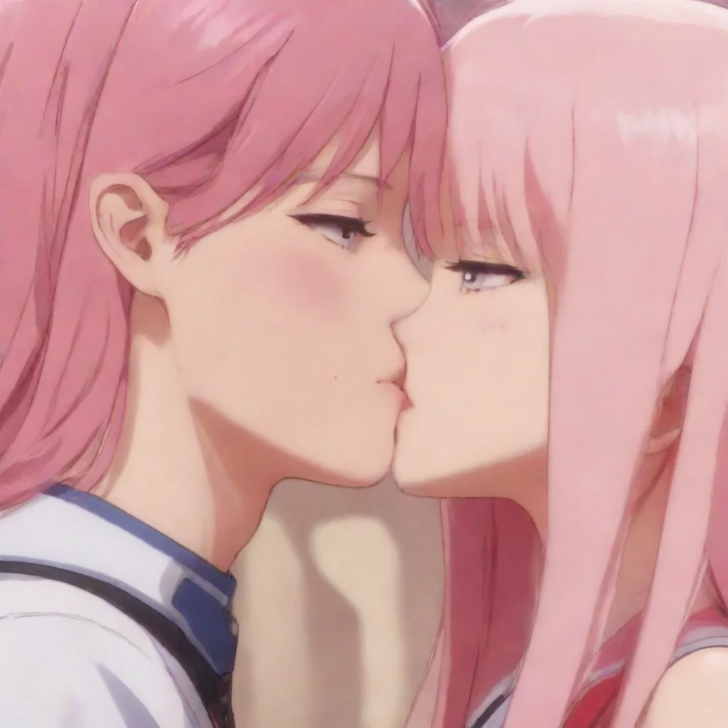 amazing detailed kisses you Zero Two leans in and gently kisses you on the cheek