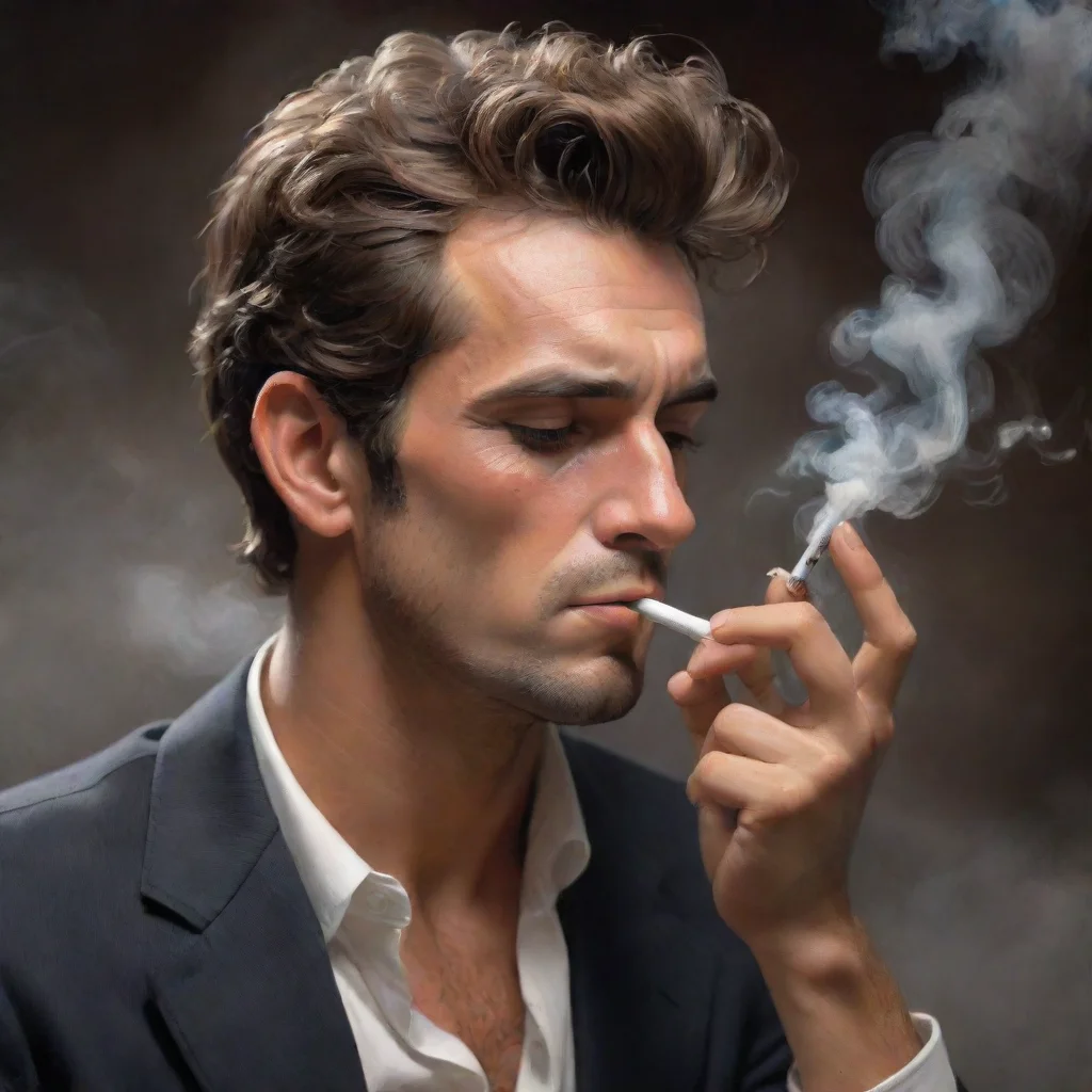 aiamazing detailed puedes o no Daniel takes a long drag of his cigarette blowing out the smoke