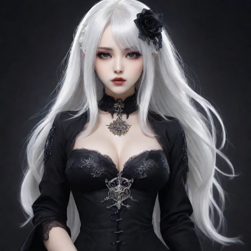 aiamazing digital art seductive%2C white hair%2C goddess%2C goth outfit%2C korean%2C  awesome portrait 2