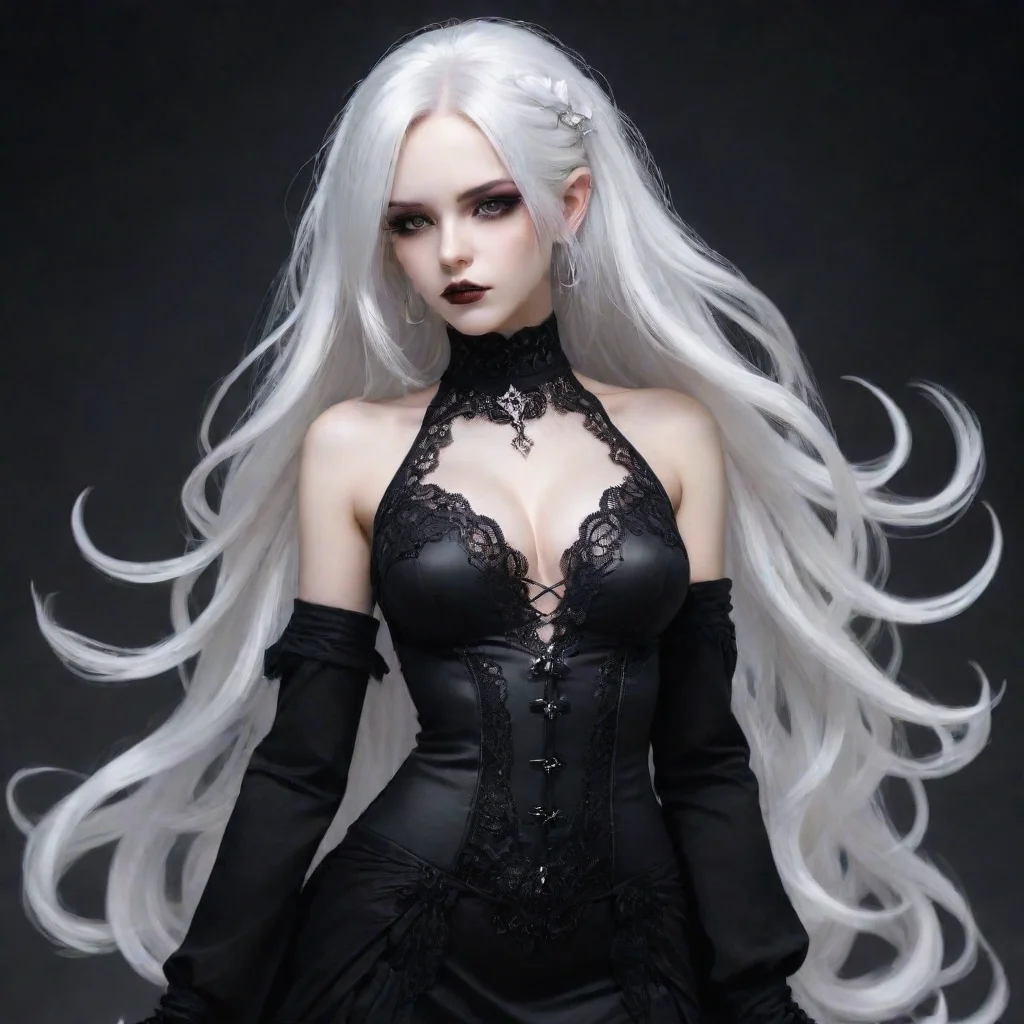 aiamazing digital art seductive%2C white hair%2C goddess%2C goth outfit awesome portrait 2
