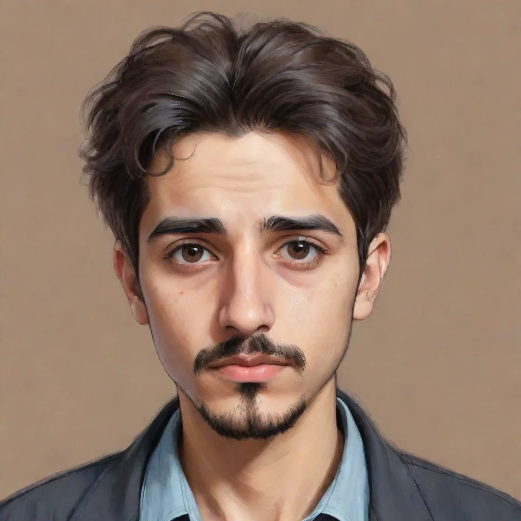 aiamazing draw a 20 year old boy with a mustache and goatee who is suffering from depression. he is an iranian and his eyes are dark brown. awesome portrait 2