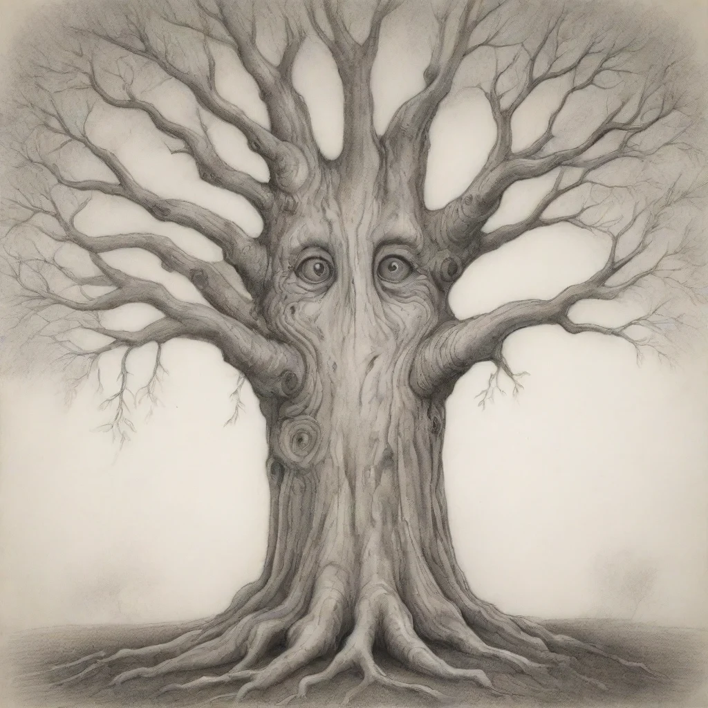 aiamazing drawing of whimsical old tree with a subtle face awesome portrait 2