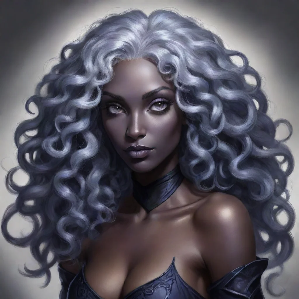amazing drow with curly hair awesome portrait 2
