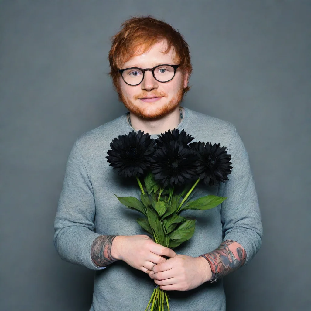 aiamazing ed sheeran holding black flowers awesome portrait 2