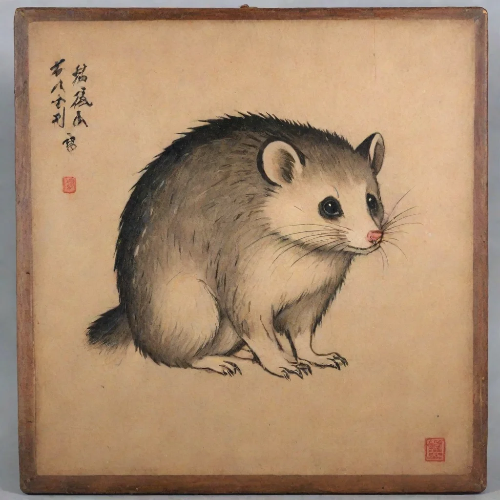 amazing edo period wood block opossum  awesome portrait 2