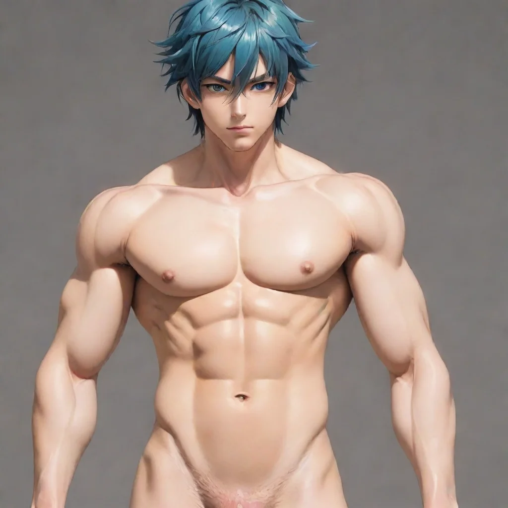 aiamazing el cuerpo completo de un hombre desnudo con cabello de color acua estilo anime awesome portrait 2