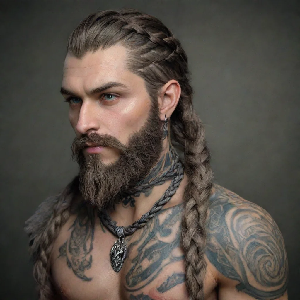 aiamazing elder scrolls nord braided beard braided hair beard beads dragon tattoo awesome portrait 2