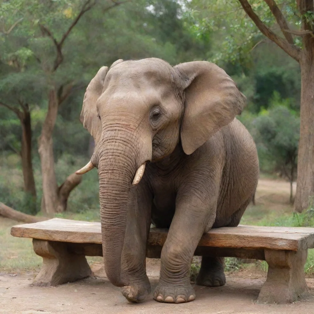 aiamazing elephent sitting on bench awesome portrait 2