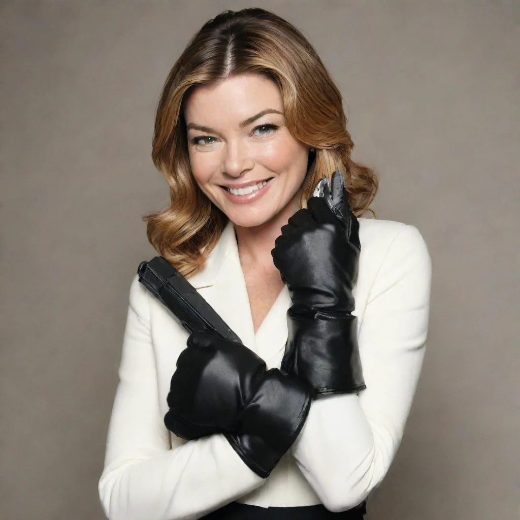 aiamazing ellen pompeo smiling with black gloves and gun awesome portrait 2