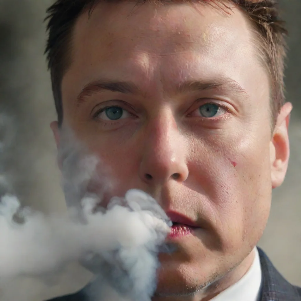 amazing elon must blowing smoke cloud hd epic colorfull zoom in close up eyes clear awesome portrait 2
