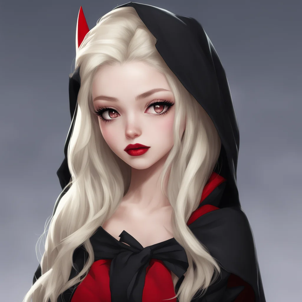 aiamazing elsa jean%2C blonde hair%2C dark eyes%2C red lips%2C elf girl%2C elf%2C pointed ears%2C cute%2C dark clothing%2C black hood awesome portrait 2