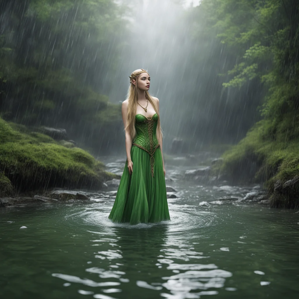 aiamazing elven princess baths in river while it rains awesome portrait 2