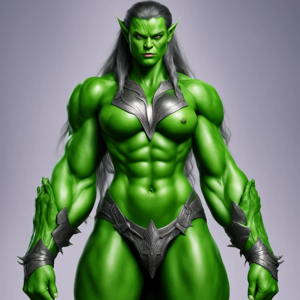 aiamazing elven princess shaped like hulk awesome portrait 2