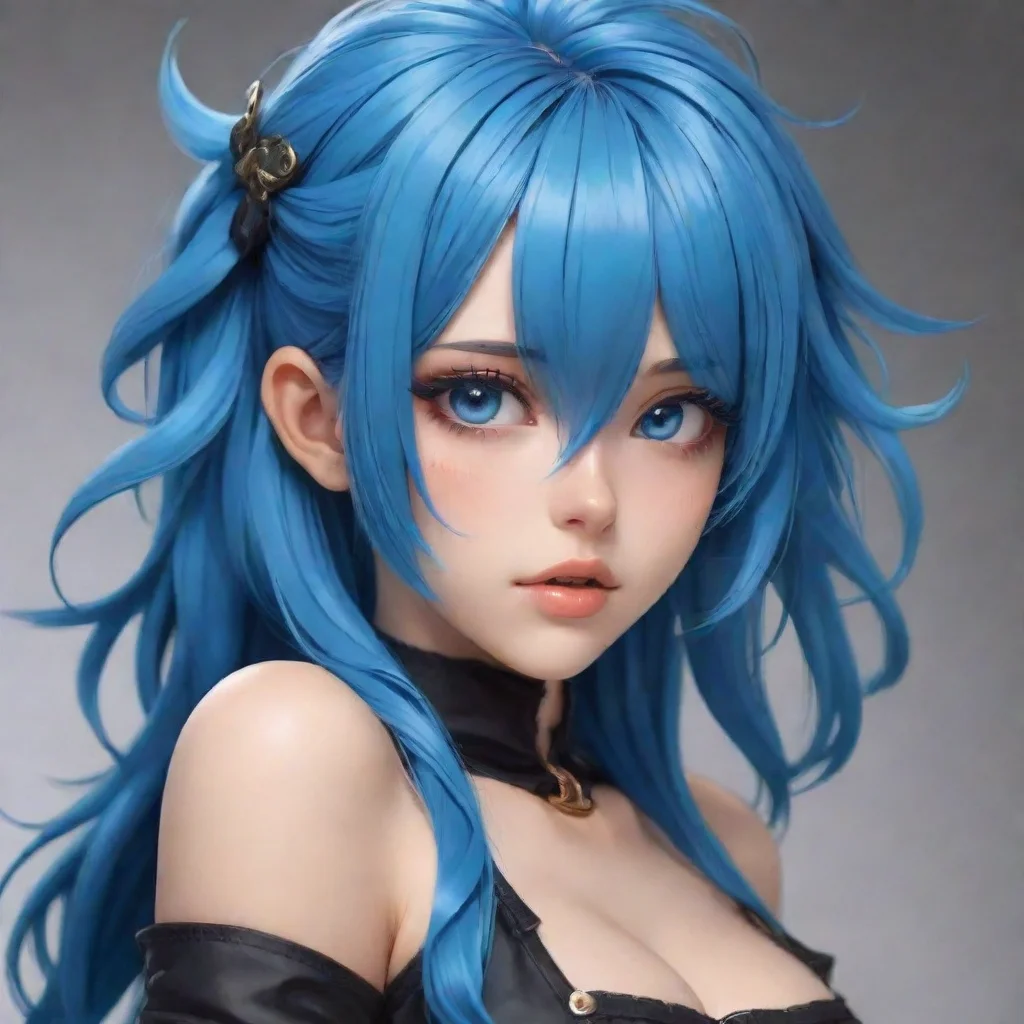 aiamazing epic character hd anime blue hair baddie art detailed realistic styled awesome portrait 2