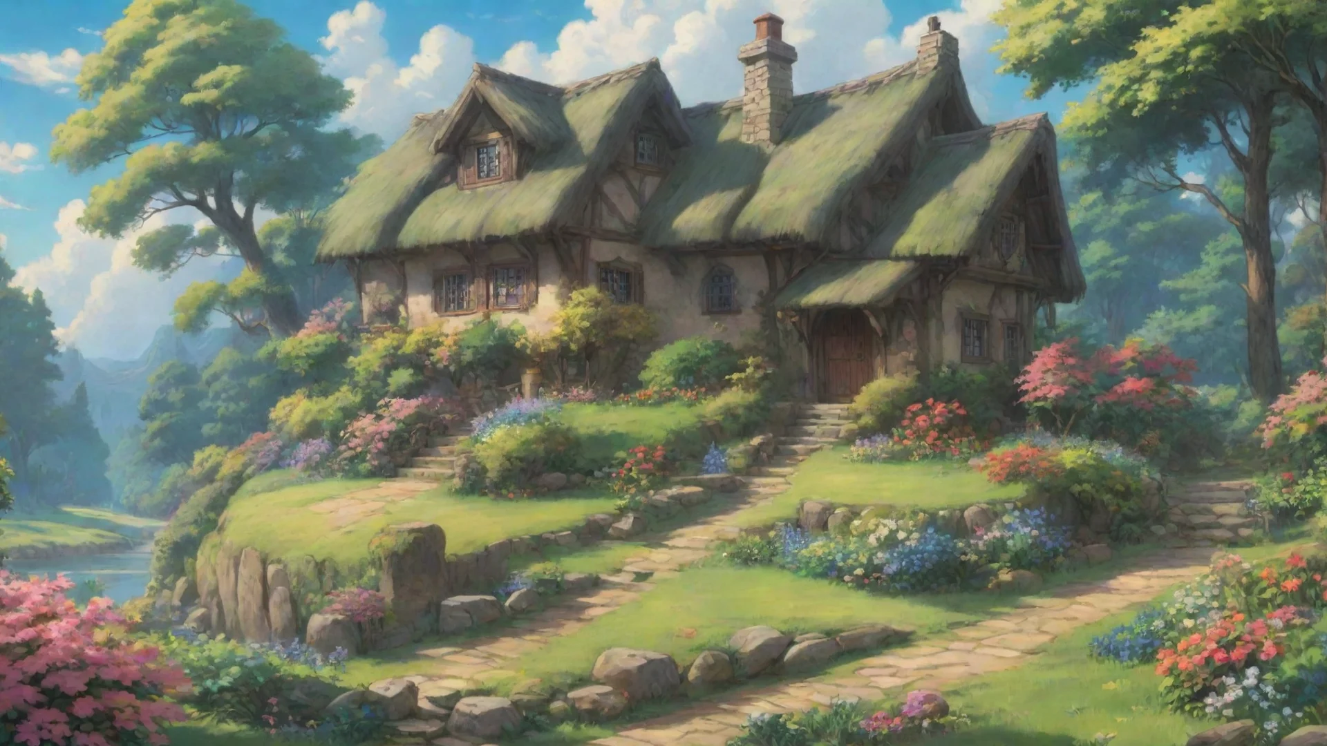 aiamazing epic landscape sweet cottage interesting plants anime hd ghibli awesome portrait 2 wide