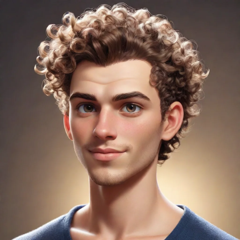 amazing epic male character curly shaved hair good looking guy clear clarity detail cosy realistic cartoon shaved hair shaved side cool awesome portrait 2