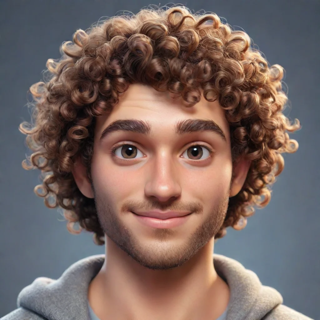 aiamazing epic male character curly top hair good looking guy clear clarity detail cosy realistic cartoon  awesome portrait 2