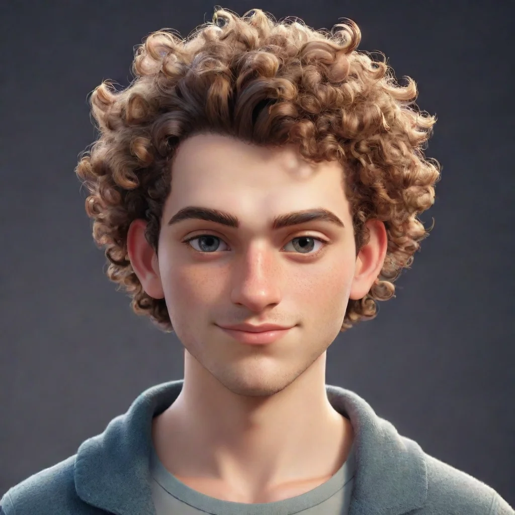 amazing epic male character curly top hair good looking guy clear clarity detail cosy realistic cartoon shaved hair shaved side cool awesome portrait 2