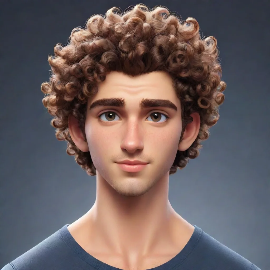 aiamazing epic male character curly top hair good looking guy clear clarity detail cosy realistic cartoon shaved sides cool awesome portrait 2